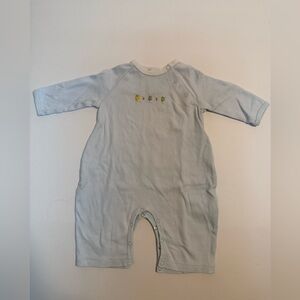 Petit Ami Soft Blue Vintage Baby Outfit with Embroidery
